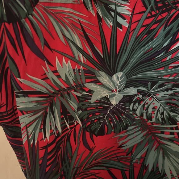 CoofAndy Shirt‎ Mens Small Tropical Hawaiian Button Up Short Sleeve Red Floral - Picture 4 of 6